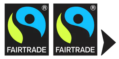 Fairtrade logotyp med och utan pil